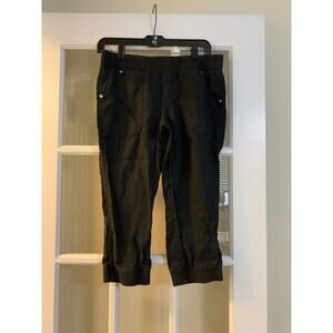 Guess black 100% linen womens joggers gold accent womens size small